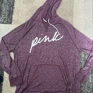 PINK Victoria’s Secret long sleeve hooded shirt Sz L